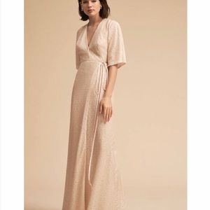 BHLDN White Sequin Wrap Dress